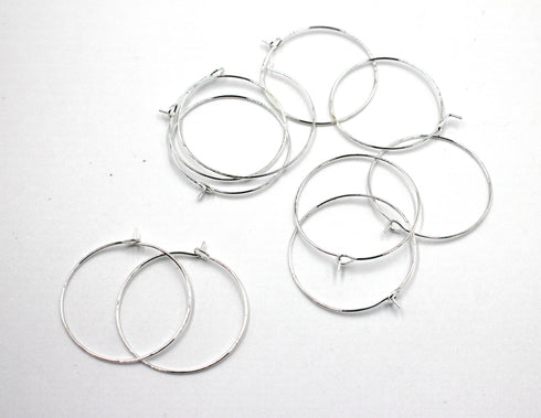 earring hoops, silver plated brass, 30 x 30mm, 20 pieces, silver earrings, ear ring hoops, hoop ear ring,